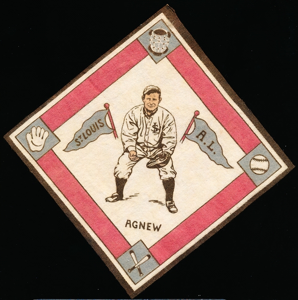 1914 B18 Baseball Blanket- Sam Agnew, St. Louis AL – Red Basepaths