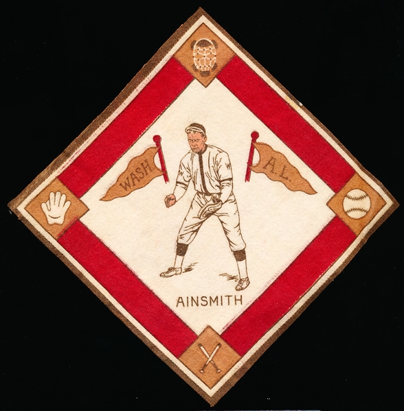1914 B18 Baseball Blanket- Eddie Ainsmith, Wash AL - Brown Pennants