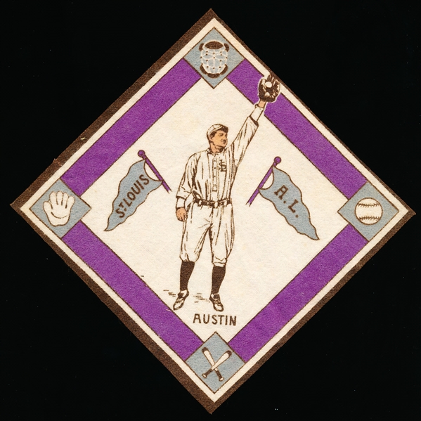 1914 B18 Baseball Blanket- Jimmy Austin, St. Louis AL - Purple Basepaths