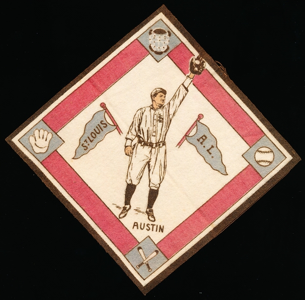 1914 B18 Baseball Blanket- Jimmy Austin, St. Louis AL – Red Basepaths