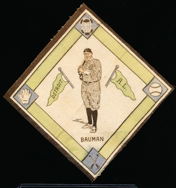 1914 B18 Baseball Blanket- Paddy Bauman, Detroit AL - White Infield