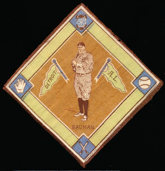 1914 B18 Baseball Blanket- Paddy Bauman, Detroit AL - Brown Infield