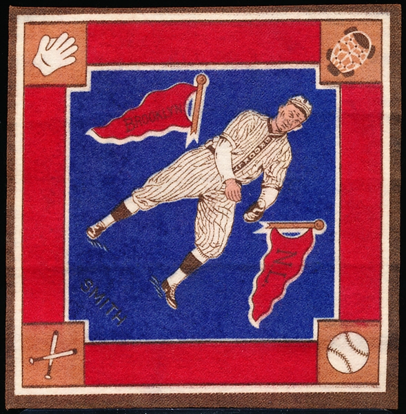 1914 B18 Baseball Blanket- Red Smith, Brooklyn NL- Blue Infield