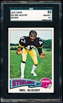 1975 Topps Football- #12 Mel Blount, Steelers- Rookie! SGC 92 (Nm/Mt+ 8.5)