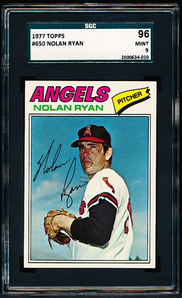 1977 Topps Baseball- #650 Nolan Ryan, Angels- SGC 96 (Mint 9)