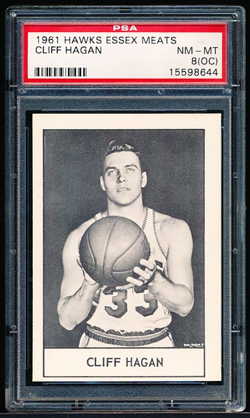 1961 Essex Meats St. Louis Hawks Basketball- Cliff Hagan- PSA Nm-Mt 8 (OC)