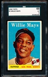 1958 Topps Baseball- #5 Willie Mays, Giants- SGC 60 (Ex 5)