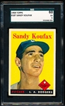 1958 Topps Baseball- #187 Sandy Koufax, Dodgers- SGC 60 (Ex 5)