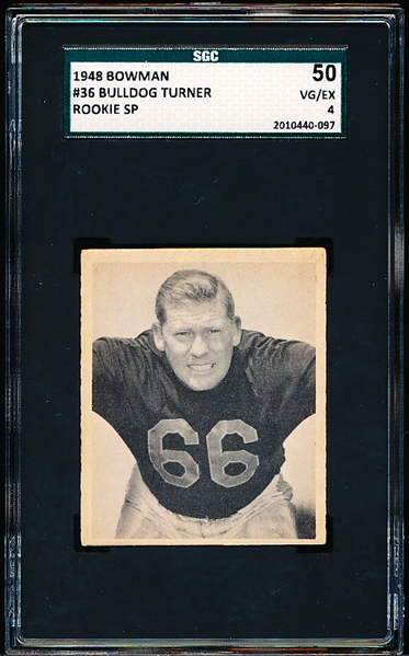 1948 Bowman Football- #36 Bulldog Turner, Bears- SGC 50 (Vg-Ex 4)- Rookie SP!