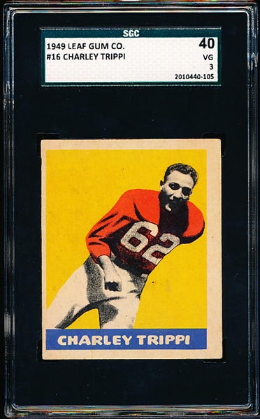 1949 Leaf Football- #16 Charley Trippi, Chicago Cardinals- SGC 40 (Vg 3)