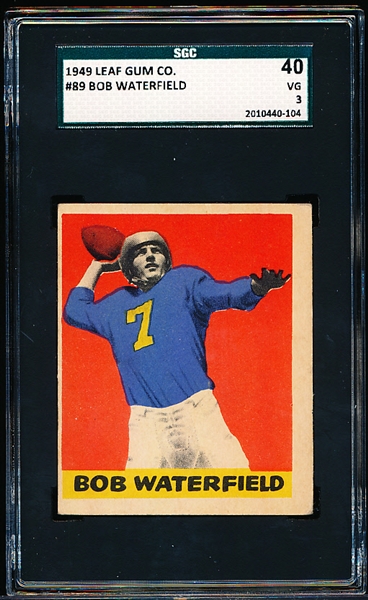 1949 Leaf Football- #89 Bob Waterfield, LA Rams- SGC 40 (Vg 3)