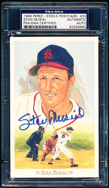 1989 Perez Steele Celebration Postcard- Signed by Stan Musial- PSA/DNA Authentic Autograph