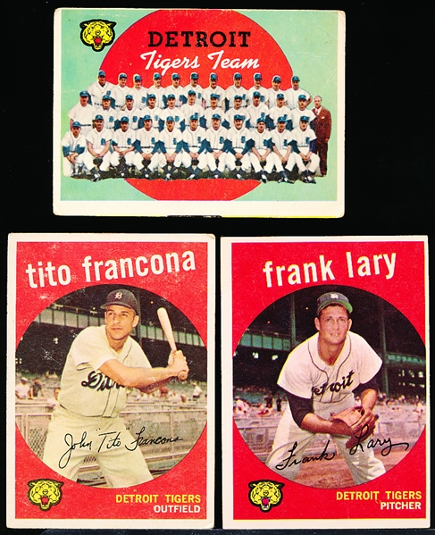 1959 Topps Bb- Detroit Tigers- 10 Cards