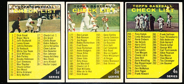 1961 Topps Bb- 5 Checklists