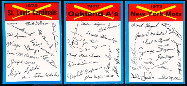 1973 Topps Bb- Blue Team Checklists- 9 Cards