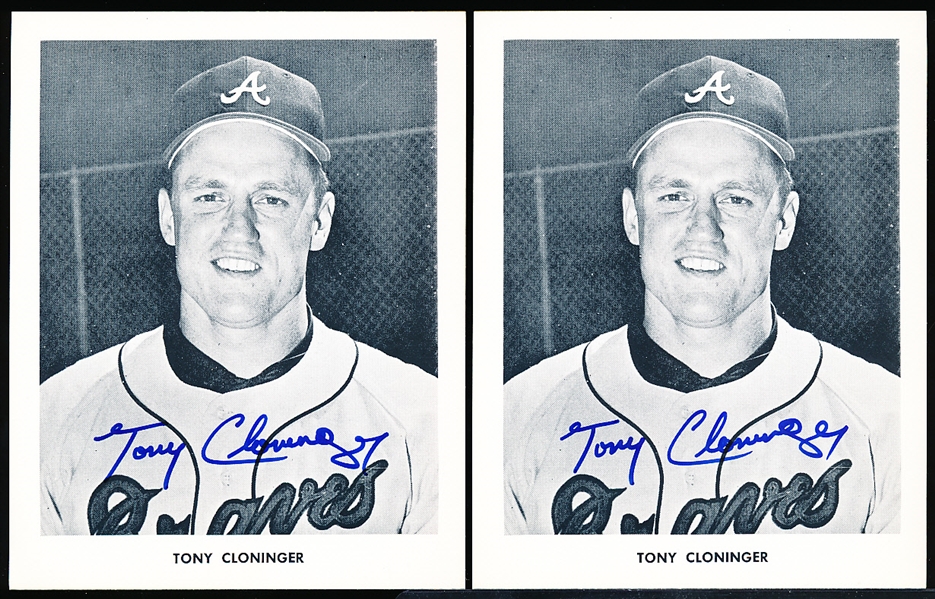 1960’s Atlanta Braves Bsbl. 4” x 5” B/W Team Issued Photos- Tony Cloninger- 10 Autographed Photos