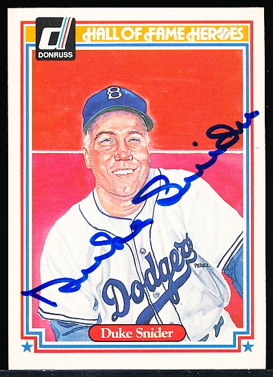 1983 Donruss Hall of Fame Heroes Bsbl. #14 Duke Snider- Autographed