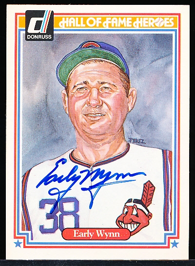 1983 Donruss Hall of Fame Heroes Bsbl. #42 Early Wynn- Autographed