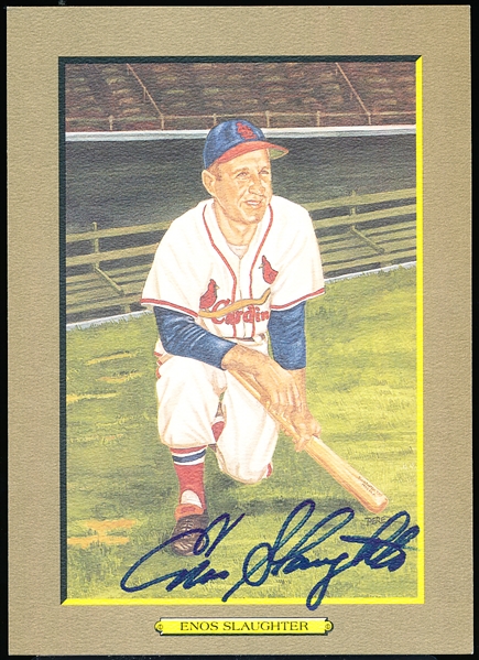 1988 Perez-Steele Great Moments Bsbl. Art Card #29 Enos Slaughter- Autographed