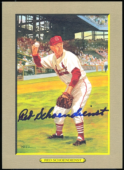 1990 Perez-Steele Great Moments Bsbl. Art Card #55 Red Schoendienst- Autographed