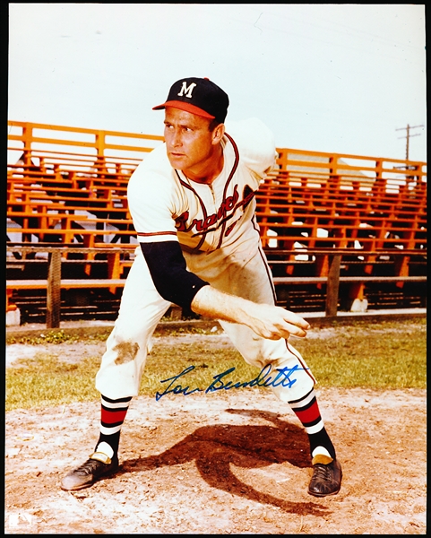 Lou Burdette Autographed Milwaukee Braves Bsbl. Color 8” x 10” Photo