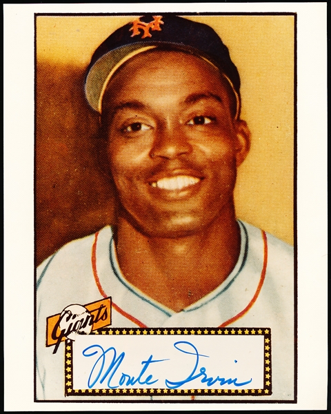 Monte Irvin Autographed New York Giants Bsbl. Color 8” x 10” Blowup Photo of his 1952 Topps Baseball Card