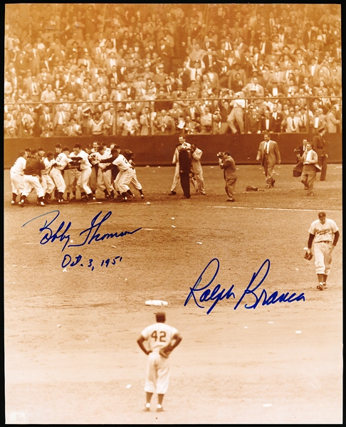 Bobby Thomson and Ralph Branca Autographed “Shot Heard Around the World” Bsbl. Sepia 8” x 10” Photo