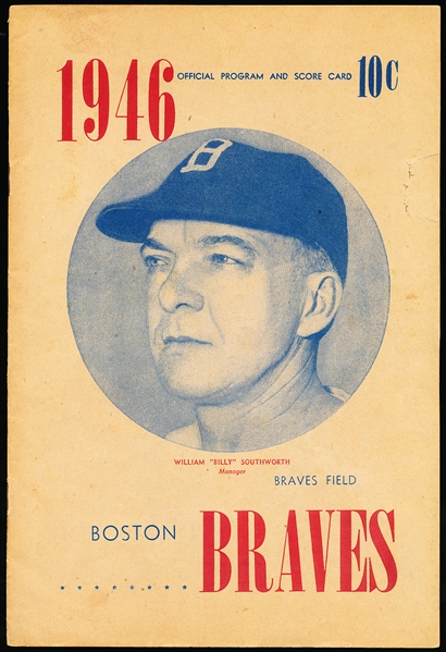 1946 Boston Braves Program- Special Game between the Boston Post and Boston Park Stars