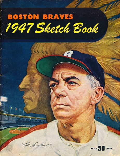 1947 Boston Braves MLB Sketch Book- Billy Southworth Cover- Also Inc. 12 Autographs