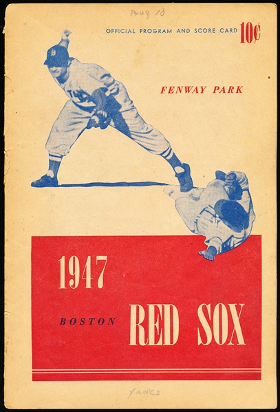 1947 New York Yankees @ Boston Red Sox MLB Program