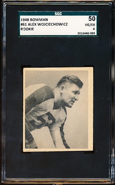 1948 Bowman Football- #61 Alex Wojciechowicz, Eagles- SGC 50 (Vg-Ex 4)