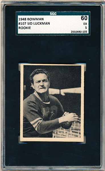 1948 Bowman Football- #107 Sid Luckman, Bears- SGC 60 (Ex 5)
