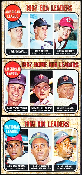 1968 Topps Bb- 6 Diff Leaders