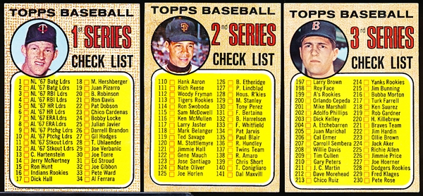 1968 Topps Bb- 7 Diff Checklists