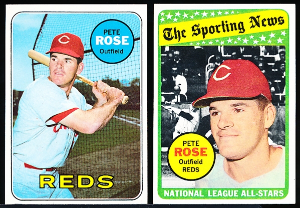 1969 Topps Bb- Pete Rose- 2 Cards