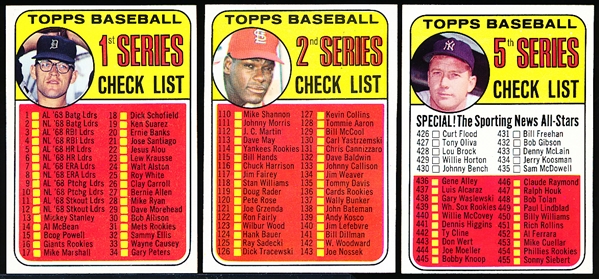 1969 Topps Bb- 7 Diff Checklists