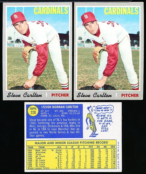 1970 Topps Bb- #220 Steve Carlton- 6 Cards