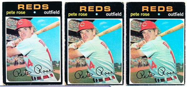 1971 Topps Bb- #100 Pete Rose- 3 Cards