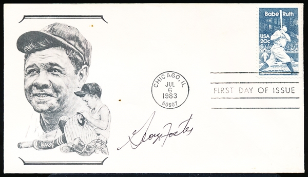 July 6, 1983 Babe Ruth 1st Day of Issue Cachet- Autographed by George Foster