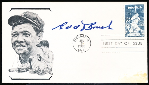 July 6, 1983 Babe Ruth 1st Day of Issue Cachet- Autographed by Edd Roush