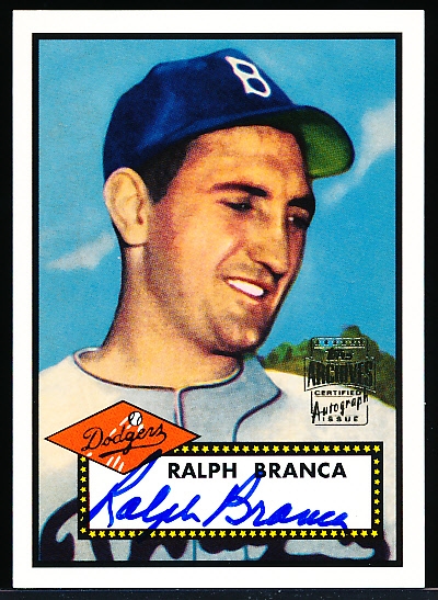 2001 Topps Archives “Reprint Autographs” #TAA4 1952 Topps Ralph Branca