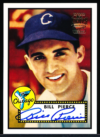 2001 Topps Archives “Reprint Autographs” #TAA20 1952 Topps Billy Pierce