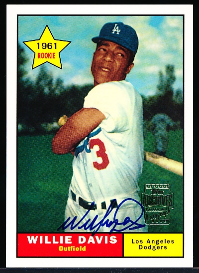 2001 Topps Archives “Reprint Autographs” #TAA70 1961 Topps Willie Davis