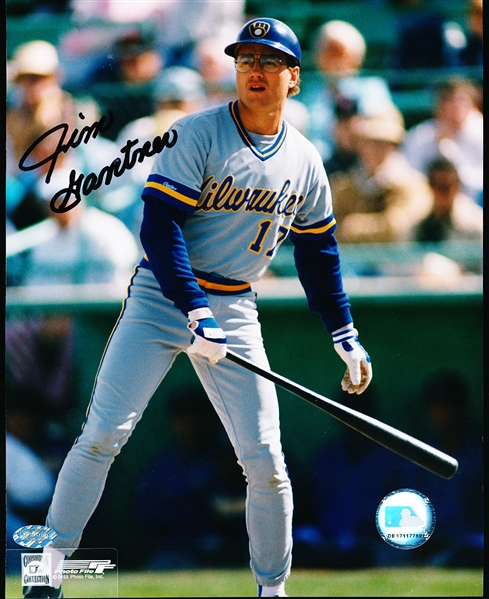 Jim Gantner Autographed Milwaukee Brewers Color 8” x 10” Photo- Mounted Memories Certified