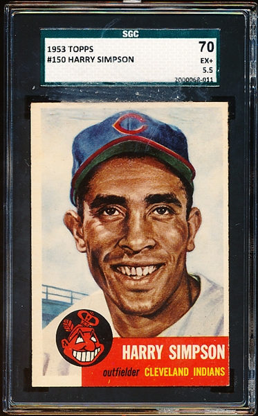 1953 Topps Baseball- #150 Harry Simpson, Cleveland Indians- SGC 70 (Ex+ 5.5)
