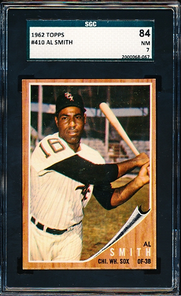 1962 Topps Baseball- #410 Al Smith, White Sox- SGC 84 (NM 7)