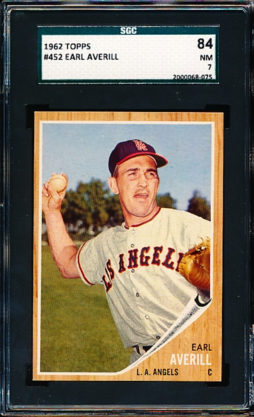 1962 Topps Baseball- #451 Earl Averill, Angels- SGC 84 (NM 7)