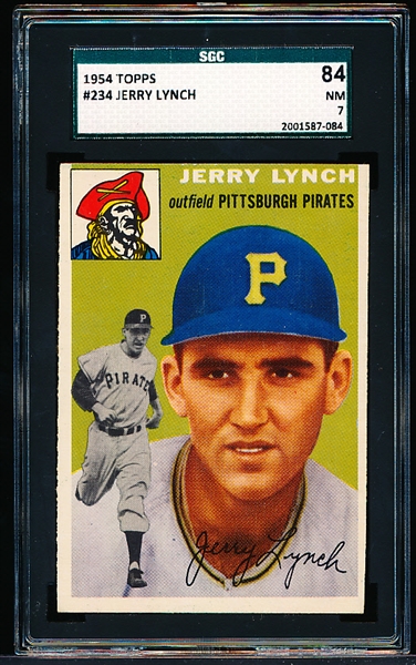 1954 Topps Baseball- #234 Jerry Lynch, Pirates- SGC 84 (NM 7)