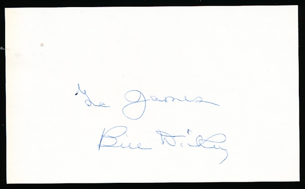 Bill Dickey Autographed Bsbl. 3” x 5” Index Card