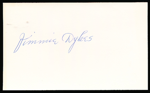Jimmie Dykes Autographed Bsbl. 3” x 5” Index Card